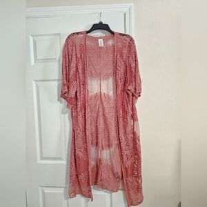 Lace Kimono Cardigan in Dusty Rose